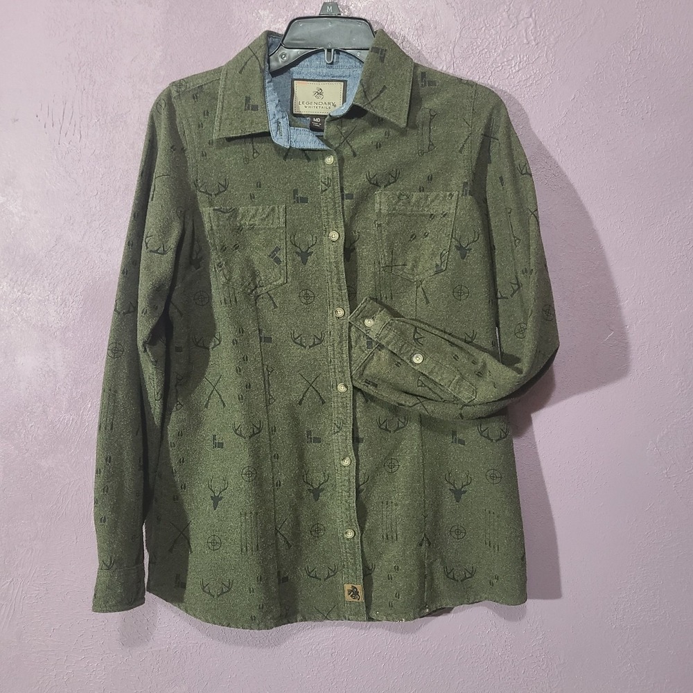 Legendary Whitetails Women's‎ Brushed Flannel LS Hunting Print Shirt Medium